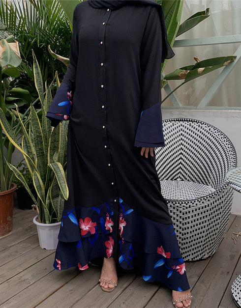 Stylish Flared Dress with Subtle Stitching and Long Sleeves